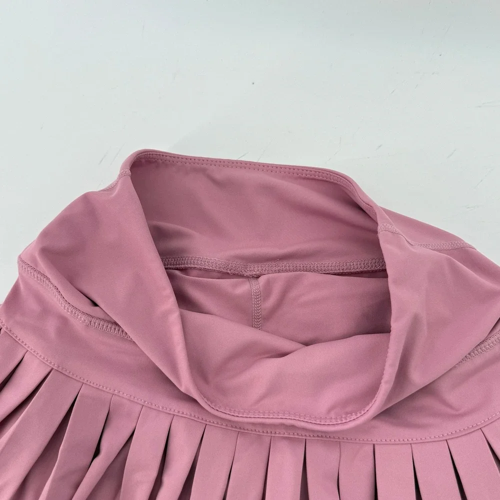 Gold Hinge Pleated Tennis Skirt Skort Dusty Pink Women XS Pickleball Preppy